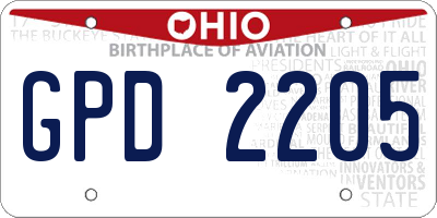 OH license plate GPD2205
