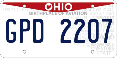 OH license plate GPD2207