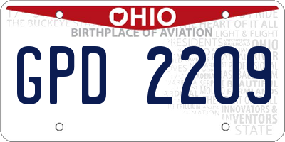 OH license plate GPD2209