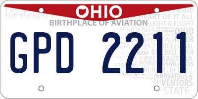 OH license plate GPD2211