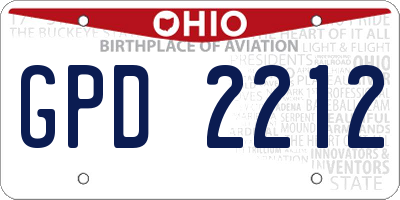 OH license plate GPD2212