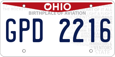 OH license plate GPD2216
