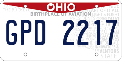 OH license plate GPD2217