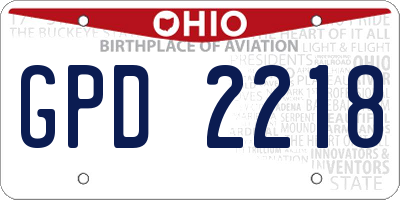 OH license plate GPD2218