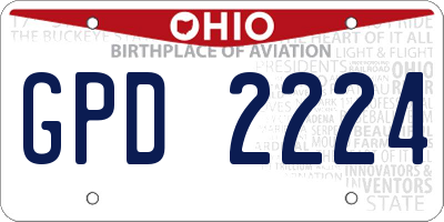 OH license plate GPD2224