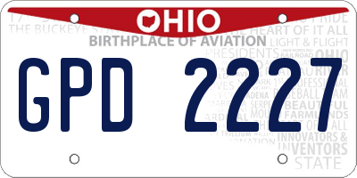 OH license plate GPD2227