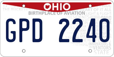 OH license plate GPD2240