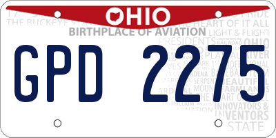 OH license plate GPD2275