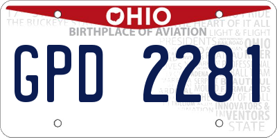 OH license plate GPD2281