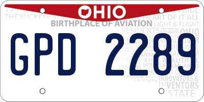 OH license plate GPD2289
