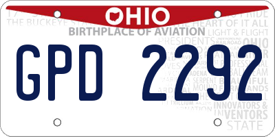 OH license plate GPD2292