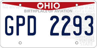 OH license plate GPD2293