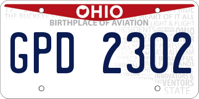 OH license plate GPD2302