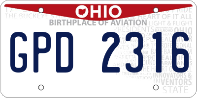 OH license plate GPD2316