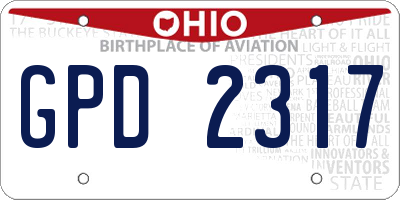 OH license plate GPD2317