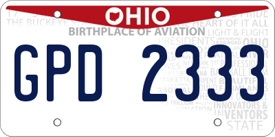 OH license plate GPD2333