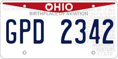 OH license plate GPD2342