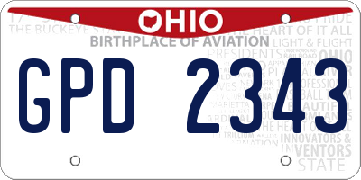 OH license plate GPD2343
