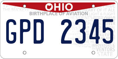 OH license plate GPD2345