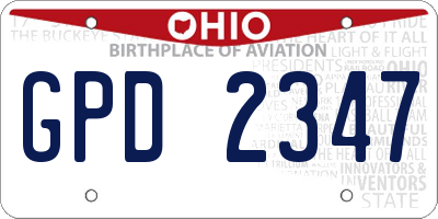 OH license plate GPD2347