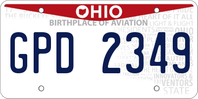 OH license plate GPD2349