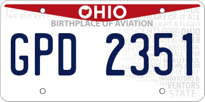 OH license plate GPD2351