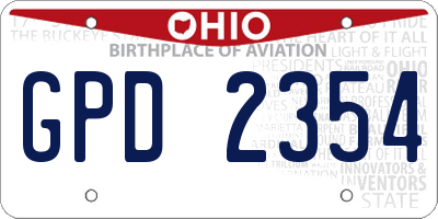 OH license plate GPD2354