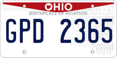 OH license plate GPD2365