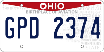 OH license plate GPD2374