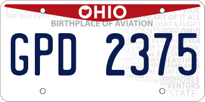 OH license plate GPD2375