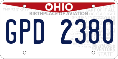 OH license plate GPD2380