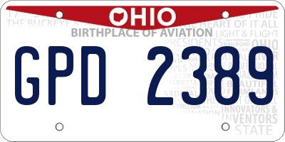 OH license plate GPD2389