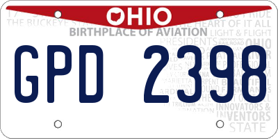 OH license plate GPD2398