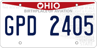 OH license plate GPD2405