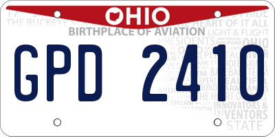 OH license plate GPD2410