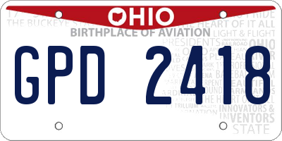 OH license plate GPD2418