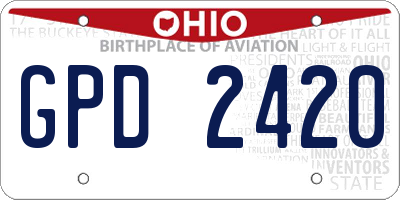 OH license plate GPD2420