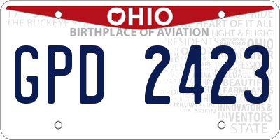 OH license plate GPD2423