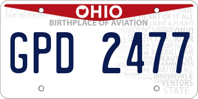 OH license plate GPD2477