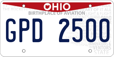 OH license plate GPD2500