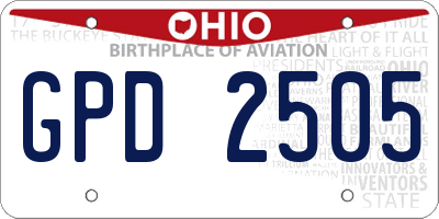 OH license plate GPD2505