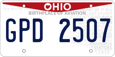 OH license plate GPD2507