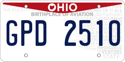 OH license plate GPD2510