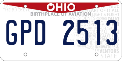 OH license plate GPD2513