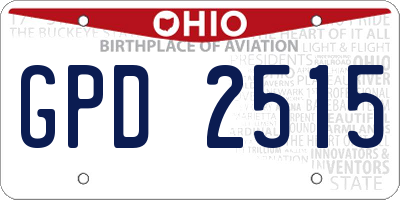 OH license plate GPD2515