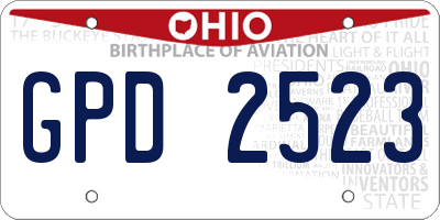 OH license plate GPD2523