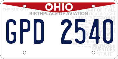 OH license plate GPD2540