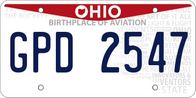 OH license plate GPD2547