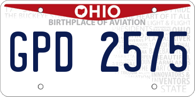 OH license plate GPD2575