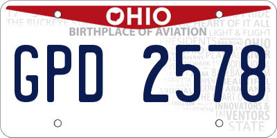 OH license plate GPD2578